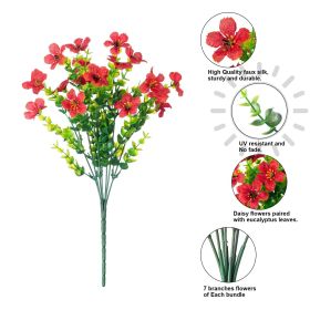 Artificial Outdoor UV-proof Decorative Simulation Green Plant Plastic Flowers (Option: Red)