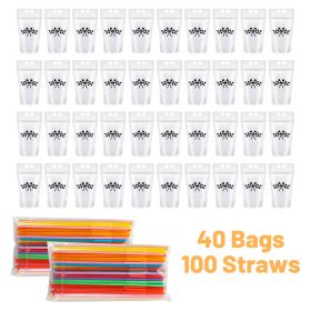 40Pcs Clear Drink Pouches With  Straw (Option: W13688183)