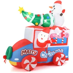 6ft Inflatable Santa Car - 5 LED Lights, IP44 Waterproof, Quick Self-Inflation, Festive Decor (Option: defaulttitle)