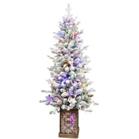 4 FT PE PVC Wire Tied Flocking Basin Tree Artificial Christmas Tree (Option: 4FT)