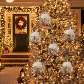 6PCS Set Glass Christmas Ornaments Decorative Hanging Balls For Tree & Holiday Party Decor Festive Home Decorations FBA Shipment (Option: Default title)