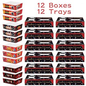 24 Pcs Movie Night Snack Boxes With Paper Food Trays (Option: W13627222)