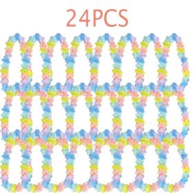 24Pcs Artificial Hawaiian Party Flower Leis Luau Wreath Set (Option: W13471060)