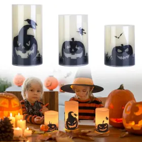 3 Pack Halloween Flameless Candle Lamp With Timer Setting Battery Operated Warm Orange Light Candles For Halloween Party Decoration Spider Crow S (Option: Pumpkin)