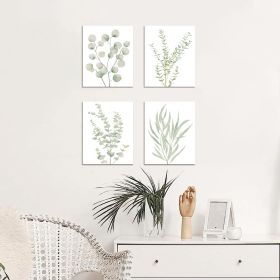 4PCS 8X10in,Botanical Plant Canvas Wall Art, Framed Boho Wall Decor For Bathroom, Minimalist Aesthetic Bedroom Wall Art (Option: 8X10)