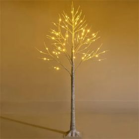 White 5FT LED Birch Tree - Lifelike Bark 72 Lights Flexible Branches 7.2ft Cord For Christmas (Option: Default title)