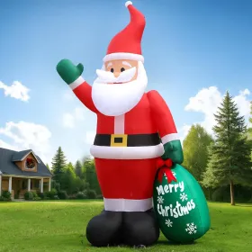 10 FT Christmas Inflatable Santa Claus Outdoor Decor For Yard, Giant Blow Up Santa Decoration With Big Gift Bag, Built-in LED Lights For Garden L (Option: 10FTSanta1)