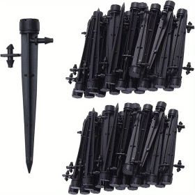20pcs/50pcs Drip Emitters Perfect For 4/7mm Tube PE Pipe; 8 Holes; Adjustable 360 Degree Water Flow Irrigation Drippers On Stake For Flower Bed; (Quantity: 20pcs, Color: Black)
