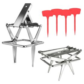 2PCS Easy Setup Mole Traps Outdoor Reusable Scissor Mole Gopher Rodent Control Trap Solid Metal Material For Lawn Garden Yard (Type: Pro Silver)