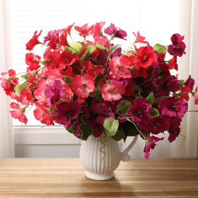 12 Bundles Artificial Hibiscus Flowers for Outdoor Silk Hibiscus Faux Plants Realistic UV Resistant Flowers for Outside Planter Porch Patio Balco (Color: Red)