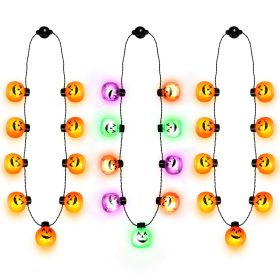 3PCS Halloween Light Up Necklaces, Pumpkin Shaped LED Necklace Halloween Eve Costume Party Accessories 3D Necklace Halloween Accessories For Hall (Option: 3pcs)