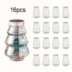 Christmas Tree-shaped Jar Set Of 16, 16.91oz, PET Jars With Metal Lids, Comes With A Thank You Card, Suitable For Holiday Gifts And Decorations, (Option: 16TGGPC666)