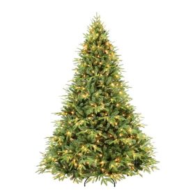 Artificial 6.5ft Green Christmas Tree With 2225 PE PVC Mixed Branch Tips, 450L Warm White Led, Steel Wire, Hinged Premium & Foldable Base For Ind (Option: Default title)