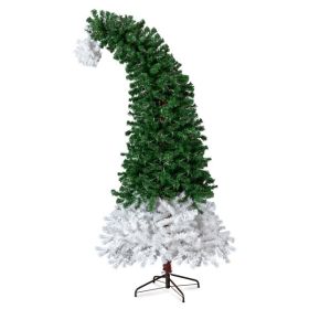 6 FT Santa Hat Style Pre-lit Christmas Tree, Hinged Artificial Xmas Tree Pine Tree With 250 Warm White Lights, 839 Branch Tips For Holiday Party (Option: Default title)