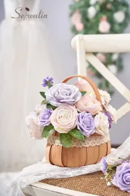 Artificial Flowers Fake Silk Flowers For DIY Wedding Bouquets Cake Decoration Mixed Roses Combo Blush Pink And White Flower Centerpieces Arrangem (Option: AAbbyCharmingLilacPink)