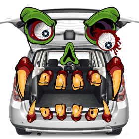 Large Trunk Or Treat Car Decoration Kit - Monster Face Garage Door Decor With Eyes, Teeth - Outdoor Stickers For SUV, Jeep Clearance (Option: W13688219)