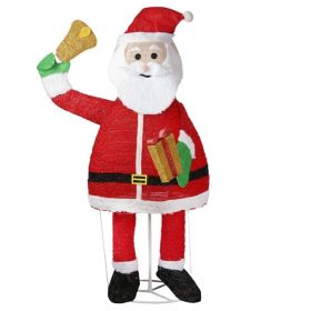6FT Lighted Santa Claus Holding Bell Christmas Yard Decorations, Pre-lit Pull Up Santa With 200 Warm White LEDs, For Xmas Outdoor Holiday Indoor (Option: Default title)