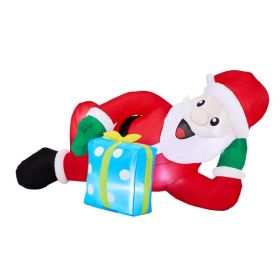 7FT Lighted Christmas Inflatable Decoration, Inflatable Santa Lying On Floor, Funny Blow Up Yard Decorations With Built-in LED Lights For Holiday (Option: Default title)