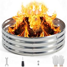 3-foot Circular Fire Ring Pit, Outdoor Fire Pit, Heavy-duty Galvanized Steel 36-inch Foldable, Wood Burning (Option: 4FT)