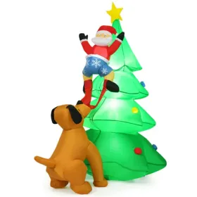 79" Inflatable Christmas Tree - Santa & Puppy Design, Built-in LEDs, Waterproof Polyester, Quick Inflation (Option: defaulttitle)