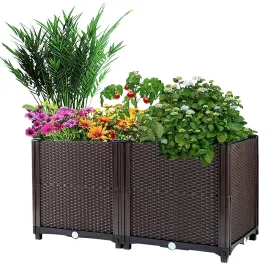 Raised Garden Bed Plant Growth Box With Self-watering System For Garden Patio Balcony Elevated Planter Box For Flowers Vegetables Herbs (Option: 603020cm)