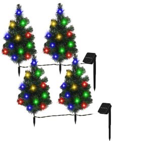 2SET 1 TOW 2 Solar Christmas Tree, Solar Powered Pathway Christmas Tree With Multicolored LED Lights (Option: 2Set)