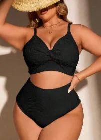 Womens Plus Size Bikini Twist High Waisted Bikini Sets Push Up Bikini Swimsuits Tummy Control 2 Piece Bathing Suit (Option: 3xl)