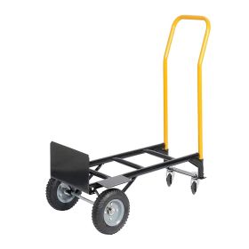 Dual Purpose Hand Truck Dolly Cart, 2 4 Wheel, Swivel Wheels, 330 Lbs Capacity (Option: Black)